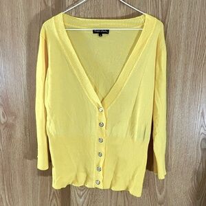 Bright Yellow Cardigan Knit Career Sweater